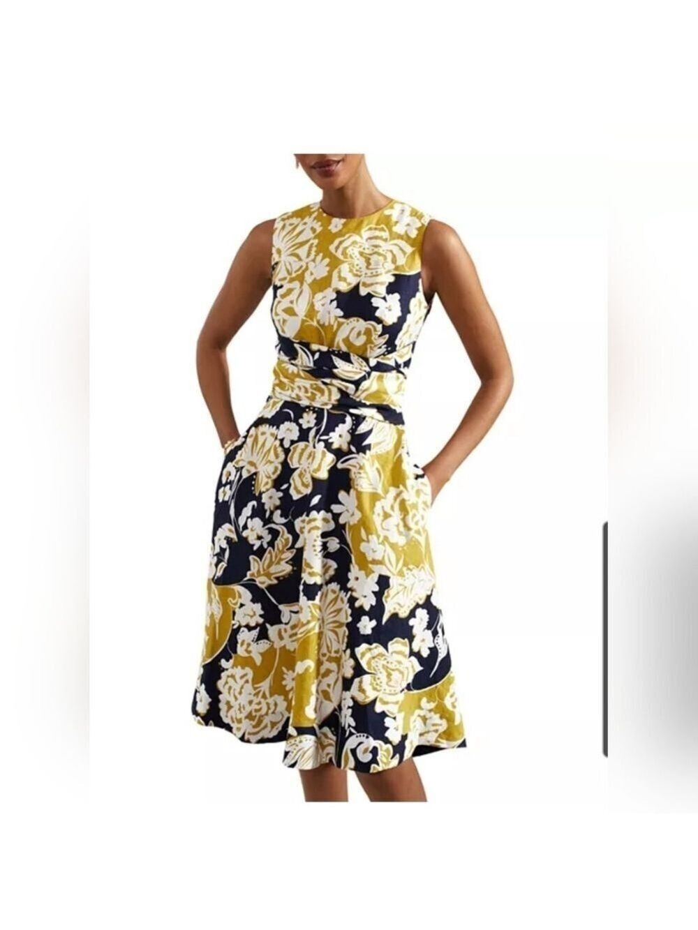 Hobbs London Twitchill Printed Sleeveless Dress Size 14